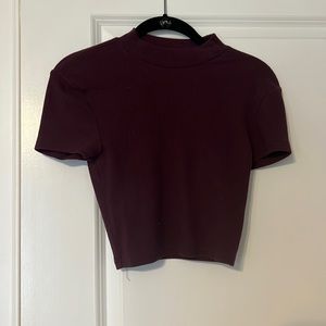high neck maroon crop top  size small